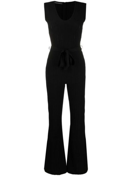 Ribbed-knit flared jumpsuit