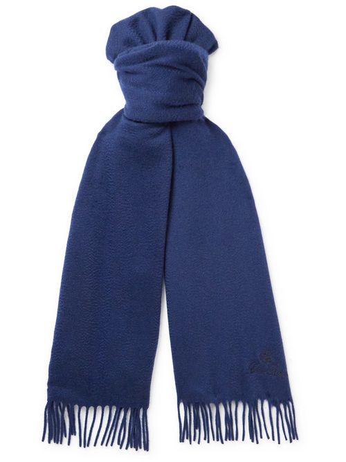 Fringed Cashmere Scarf - Men - Blue