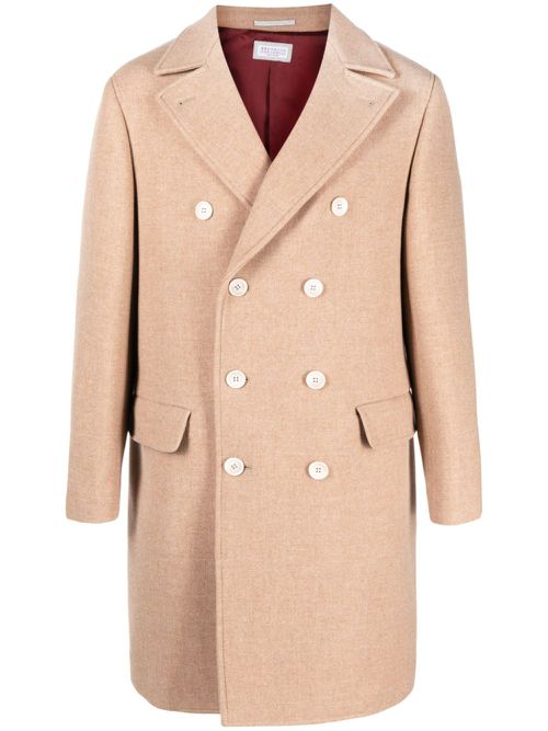 Double-breasted wool-blend coat - Neutrals