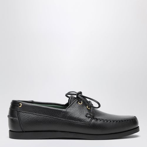 Black Boat Shoe In Leather