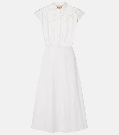Guipure lace-trimmed cotton midi dress