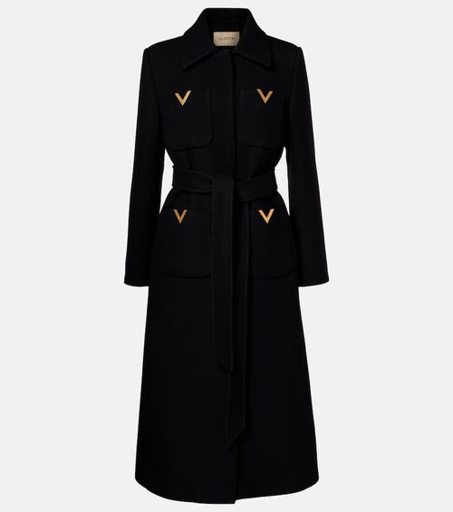 VGold belted wool and silk coat