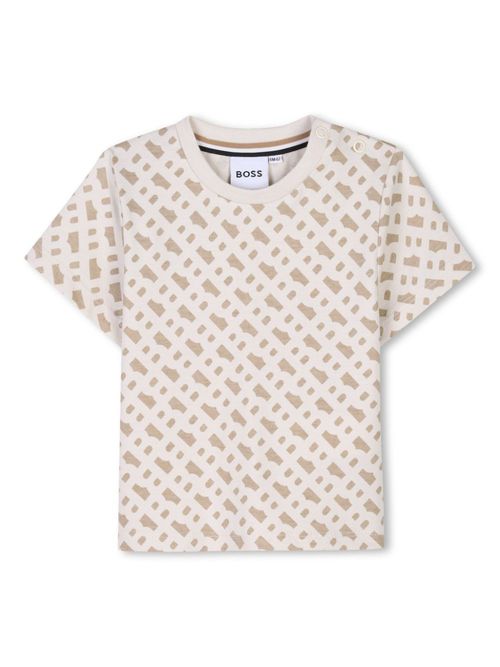 Monogram-pattern T-shirt - Neutrals