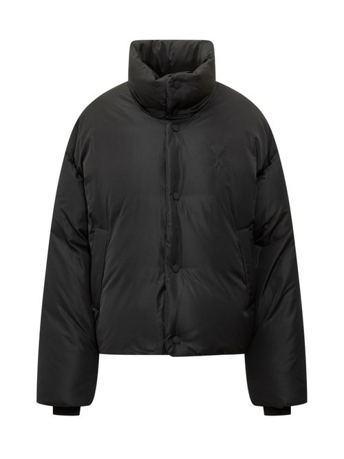 Black Solid Mock Collar Jacket