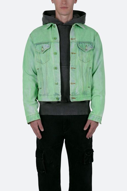 Painted Denim Trucker Jacket - Green