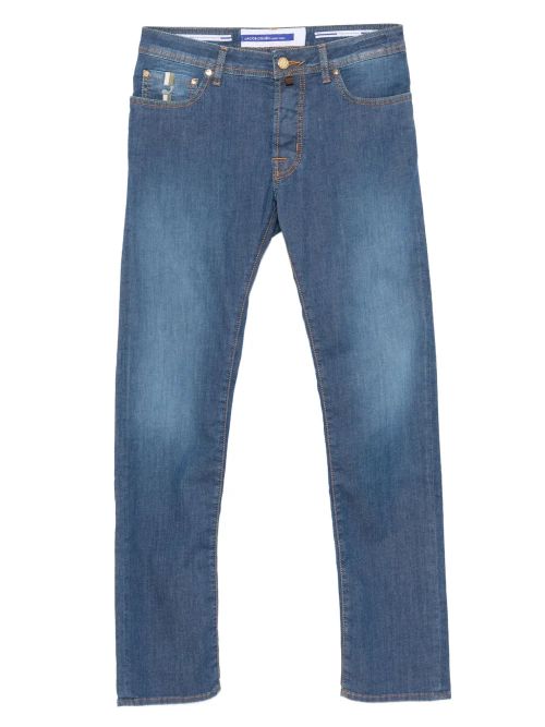Pocket-Detail Slim-Fit Jeans — Blue