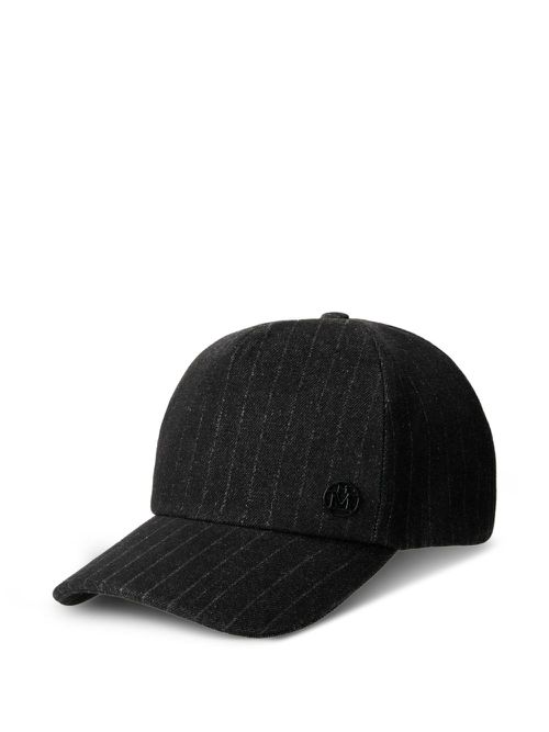 Pinstriped logo-plaque cap - Black