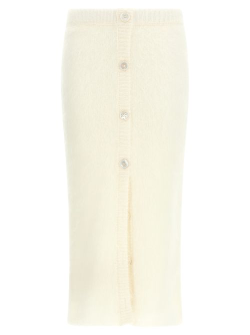 Carded Mohair Knit Skirt — White