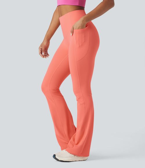 UltraSculpt™ SoCinched High Waisted Tummy Control Pocket Shaping Yoga Bootcut Leggings  - Fusion Coral