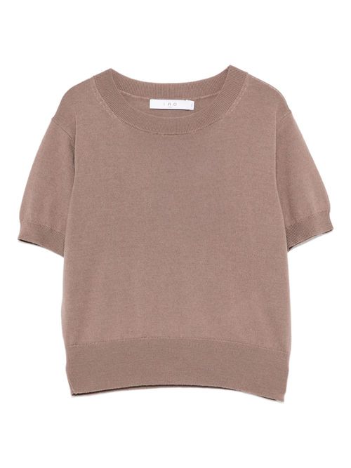 Short-sleeve wool top - Brown