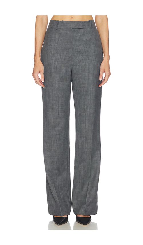 Ganni Wool Melange Suiting Straight Pant in Grey. 34. Also