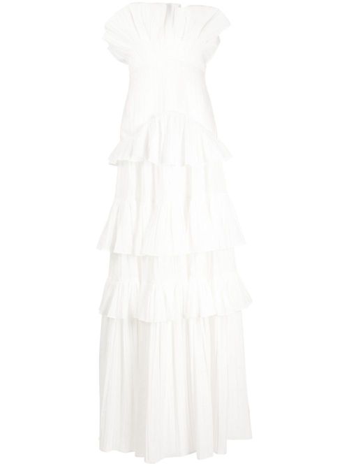 Ascot ruffled strapless gown - White