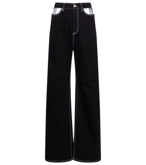 Cutout high-rise wide-leg jeans