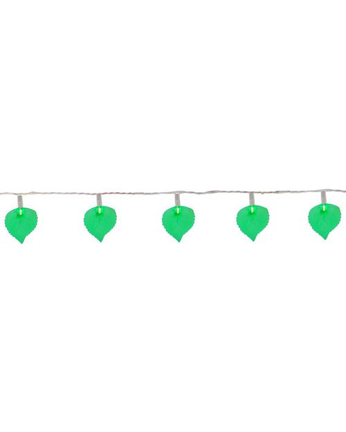 Northlight 10 Battery Operated Leaf Shaped Novelty Christmas Lights - Clear  Wire
