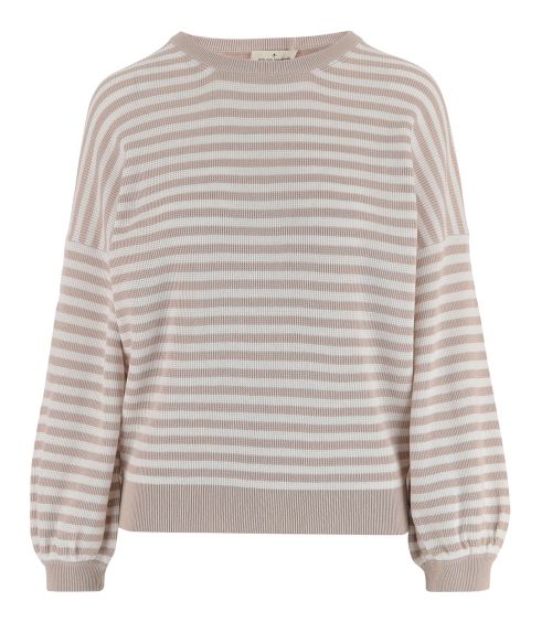 Beige Stripes Round Neck Sweater