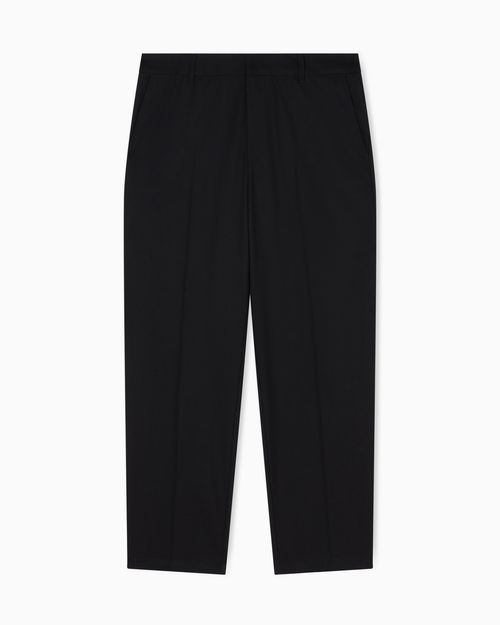Straight-leg wool blend trousers