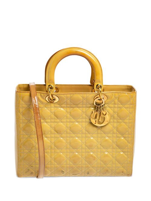 Lady Dior quilted leather tote bag - Yellow