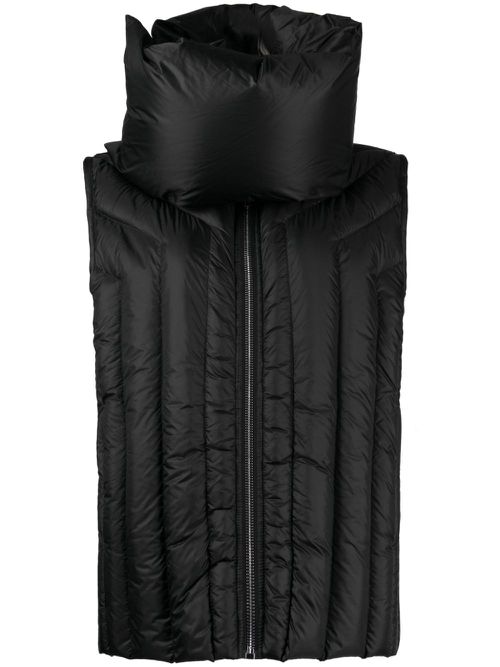 Funnel-neck quilted down gilet - Black