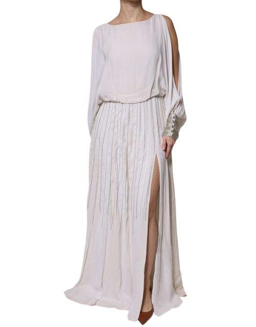 Christian Pellizzari Off White Embellished Long Maxi Women's Dress Pre-Owned
