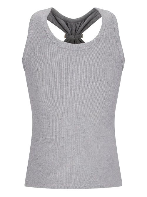 Crystal-embellished ribbed top - Grey