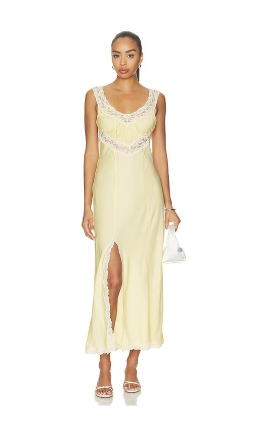 SPELL Vina Lace Slip Dress in Yellow. XS. Also in S, M