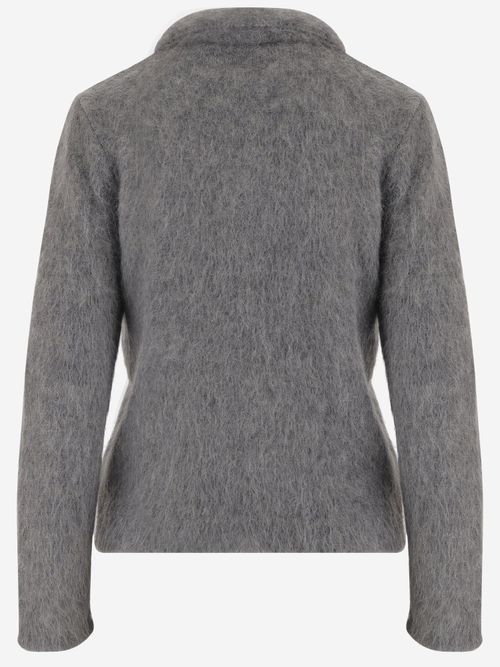 Brushed Alpaca Polo Sweater — Gray