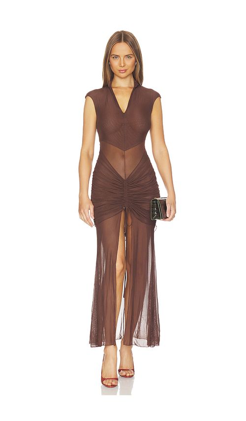 Kim Shui Anai Mesh Dress in Brown. XS. Also in S