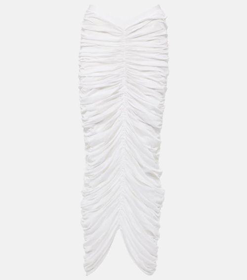 Laure ruched silk-blend maxi skirt