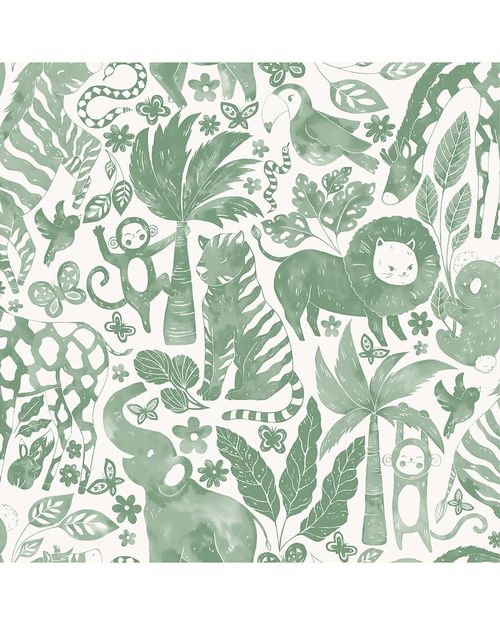 NuWallpaper Sweet Safari Green Peel & Stick Wallpaper