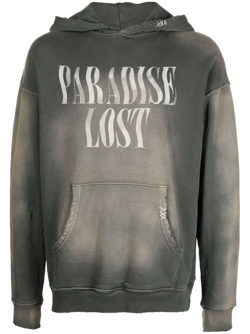 Slogan-print pullover hoodie - Blue