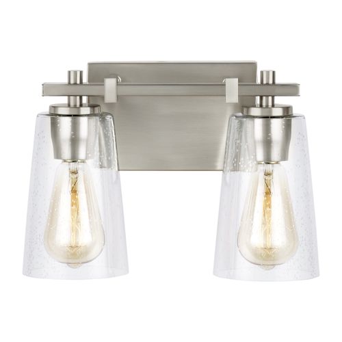 Visual Comfort Studio Mercer 2-Light Bathroom Vanity Light in Satin Nickel by Sean Lavin