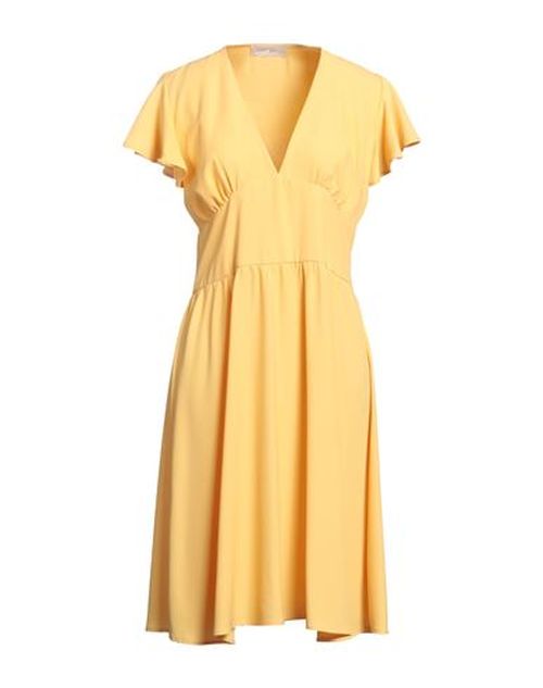Woman Midi dress Yellow Size 12 Polyester, Elastane