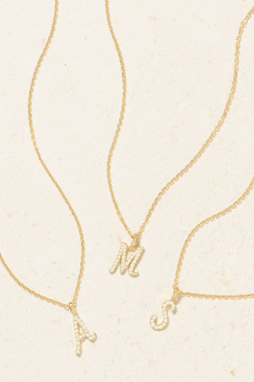 Initial 18-karat Gold Diamond Necklace - J
