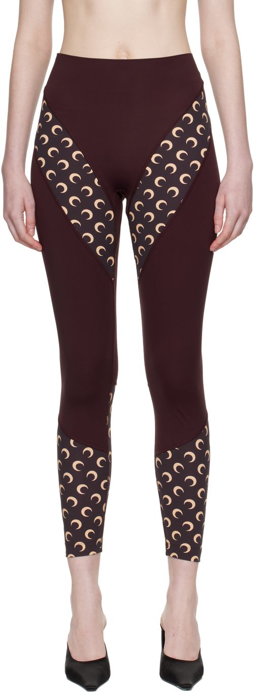Burgundy Athleisure Moon Insert Leggings