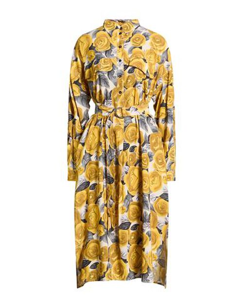 Woman Midi dress Yellow Size M Rayon, Polyester