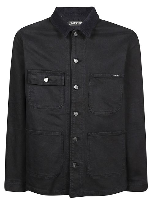 Button Fastening Long Sleeve Utility Coat with Chest and Front Pockets