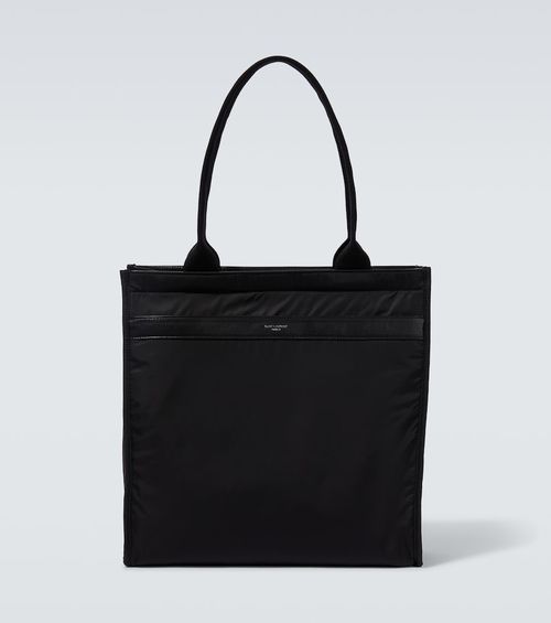 City leather-trimmed tote bag