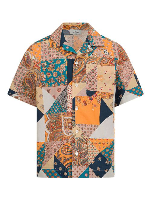 ETRO KIDS patchwork cotton shirt - Orange