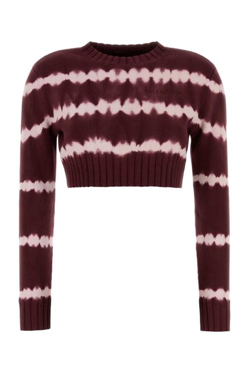 Striped Knit Sweater — Burgundy