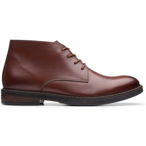 Clarks Paulson Mid Mahogany Leather Ankle Boots,chukka Boots,lace Up In Brown