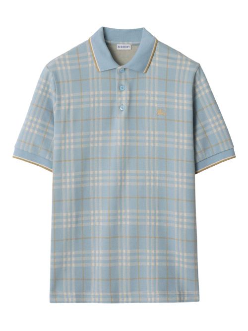 Burberry checked cotton polo shirt - Blue
