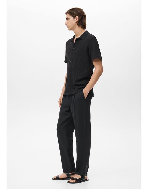 Tapered elasticated waist trouser in black