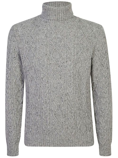 Cable-knit roll-neck jumper - Grey
