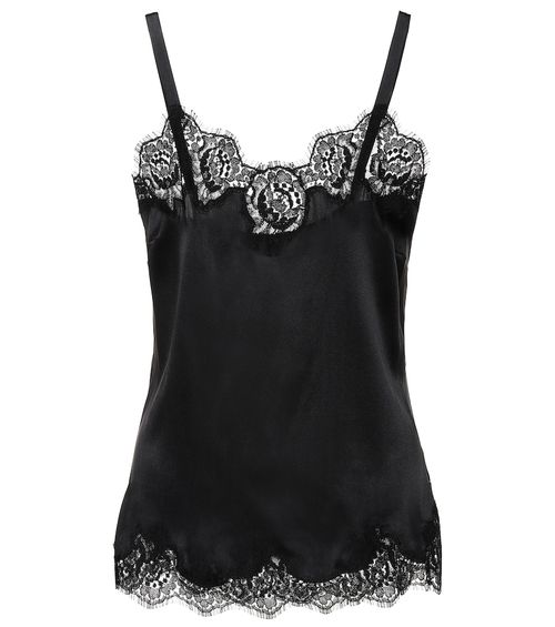 Lace-trimmed satin camisole