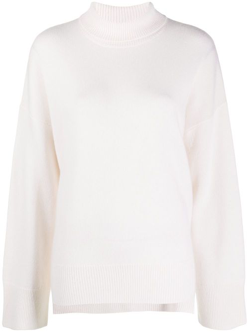 Cashmere roll neck jumper - White