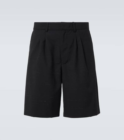 Heathered cotton and wool shorts