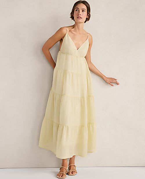Ann Taylor Haven Well Within Ramie Blend Tiered Maxi Dress