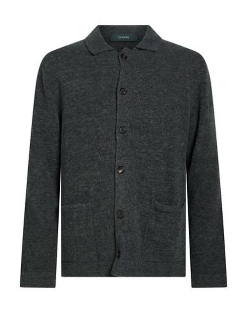 By Slowear Man Cardigan Military green Size 46 Virgin Wool, Polyamide