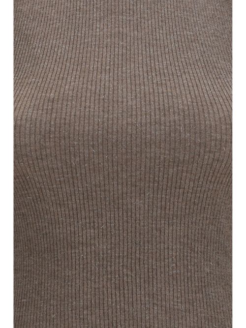 Cashmere Ribbed Knit Tank Top — Brown