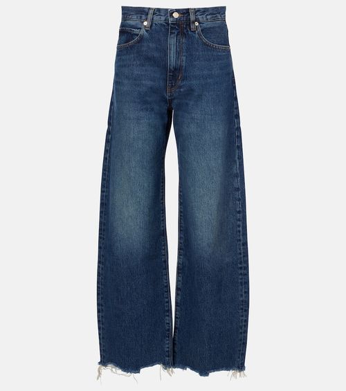 Bow frayed barrel-leg jeans